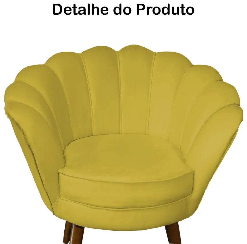 Poltrona Decorativa Pétala Pés Palito Suede Amarelo - Sheep Estofados