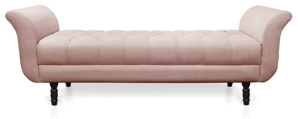 Recamier Olinda Veludo 160 cm Pés Torneados Castanhos - D'Rossi - Rose