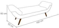 Puff Recamier Calçadeira 160cm Pés Palito Madeira Vêneto Z37 Veludo Ve