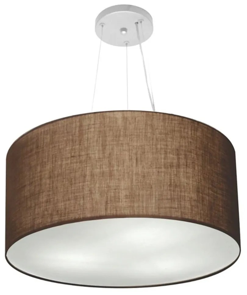 Lustre Pendente Cilíndrico Md-4189 Cúpula em Tecido 50x30cm Café - Bivolt