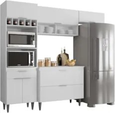 Armário de Cozinha Com Tampo CP04 230cm Pérola Branco Z34     - Mpozen