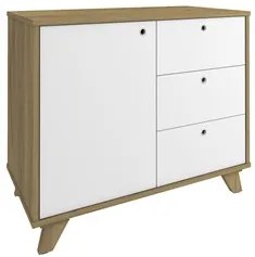 Mesa Escrivaninha 135cm Elai e Balcão 1 Porta 3 Gavetas Merano A06 Olm