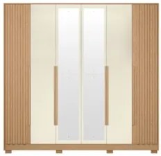 Guarda Roupa Casal 237cm com Espelho Vinna A02 Off/Freijó - Mpozenato