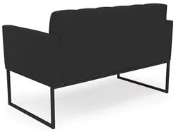 Sofá Namoradeira e 1 Poltrona Base Industrial Preto Ana Veludo Preto -