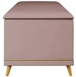Calçadeira Baú King 195cm com Tachas Imperial J02 Veludo Rosê - Mpozen