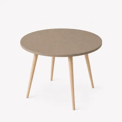 Mesa Jantar Sofia Redonda 80cm Linum 18mm Pés de Madeira Natural Marin