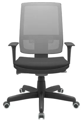 Cadeira Office Brizza Tela Cinza Assento Aero Preto Autocompensador Base Standard 120cm - 63718 Sun House