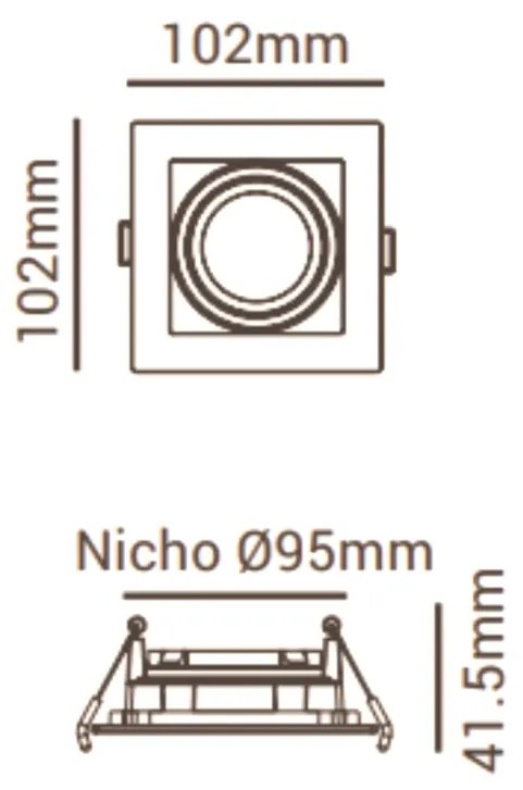 Spot De Embutir Quadrado Recuado 10,2X10,2X4,2Cm 1 X Mr16 - Branco | O...