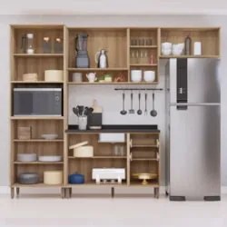 Armário Cozinha 4 Peças CP01 Com Tampo Nádia Mocca/Avelã L01 - Mpozena