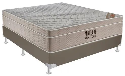 Conjunto Airtech Spring Superpocket Casal 1,38 cm (LARG) Base Courino - 49127 Sun House