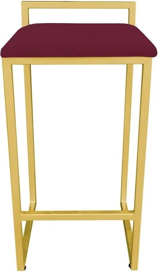 Conjunto 02 Banquetas Pietra Suede Base Dourado D03 - D'Rossi - Vinho
