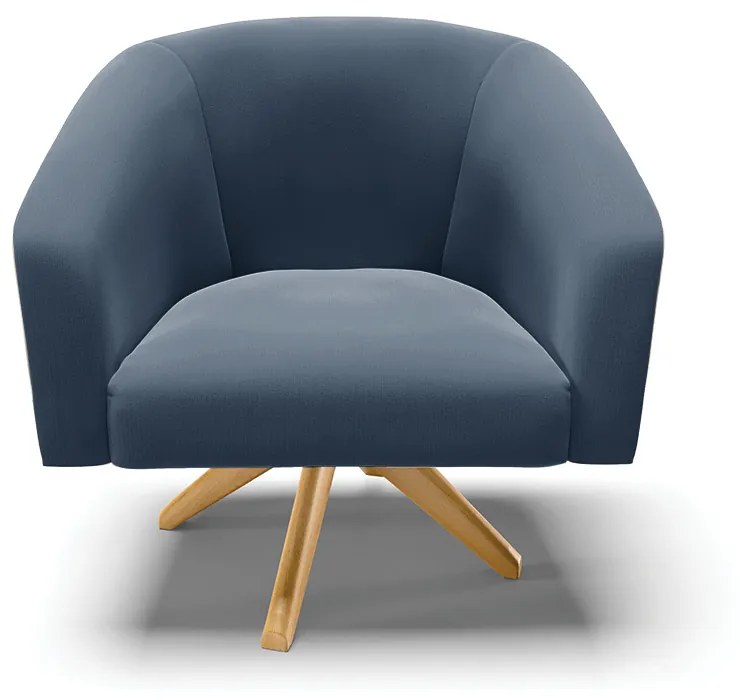 Poltrona Decorativa Giratória MA30 Kit 2 Stella Suede Azul Marinho D03 - D'Rossi