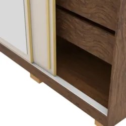 Guarda Roupa Casal 200cm Com Espelho Porto Flex Imbuia/Fendi - Vila Ri