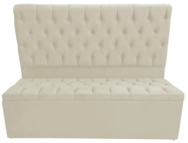 Cabeceira com Calçadeira Baú Solteiro 100cm Nicole Suede Bege - Sheep Estofados - Bege