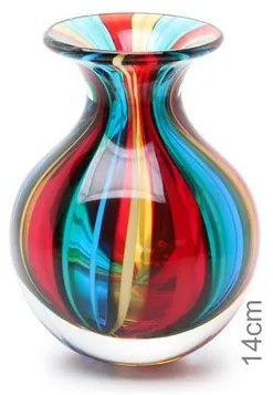 Vaso Mini Médio com Bastões Coloridos com Fios Murano Cristais Cadoro