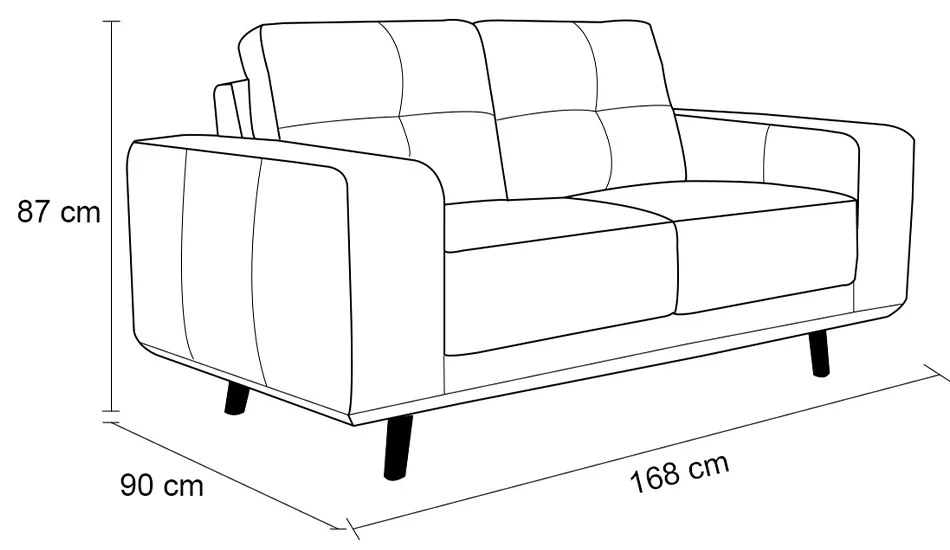 Sofá de Couro 2 lugares Antonela M06 Cor Conhaque 457 - ADJ DECOR