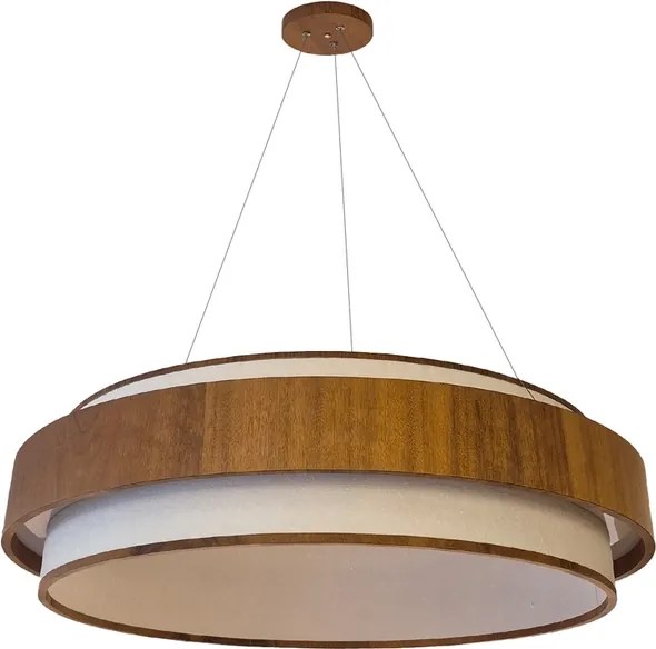 Pendente Led Cristal E Madeira Imbuia 58W 3000K Petra