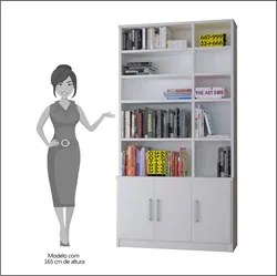 Estante Livreiro 3 Portas 5 Prateleiras com Nichos Legend F04 Branco -