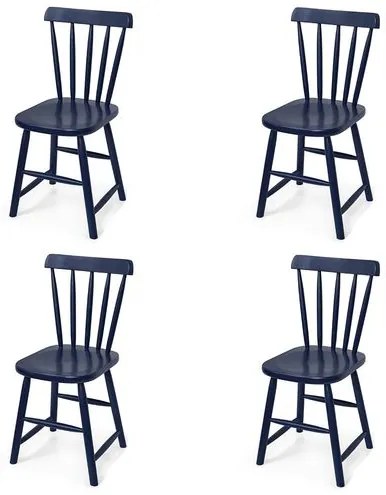 Kit 4 Cadeiras Skand Assento Escavado cor Azul - 70636 Sun House