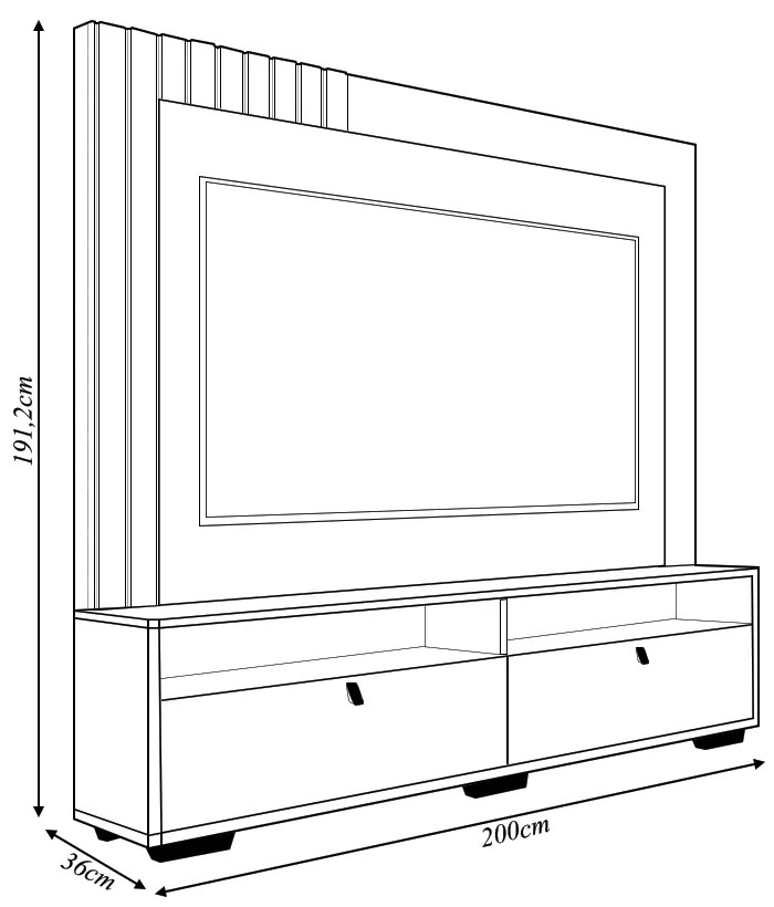Home Theater Blida Ripado para TV até 70 com LED Freijo/OffWhite G11 - Gran Belo