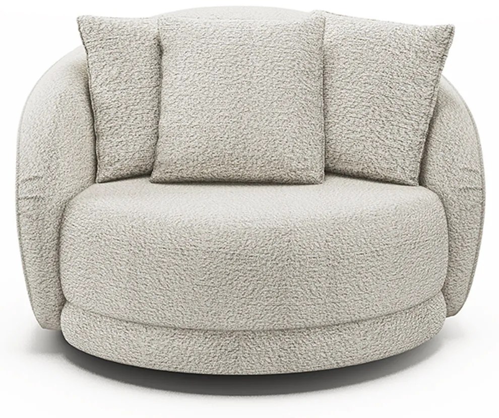 Poltrona Decorativa Base Giratória Galáxia com Almofadas Boucle Branco G45 - Gran Belo