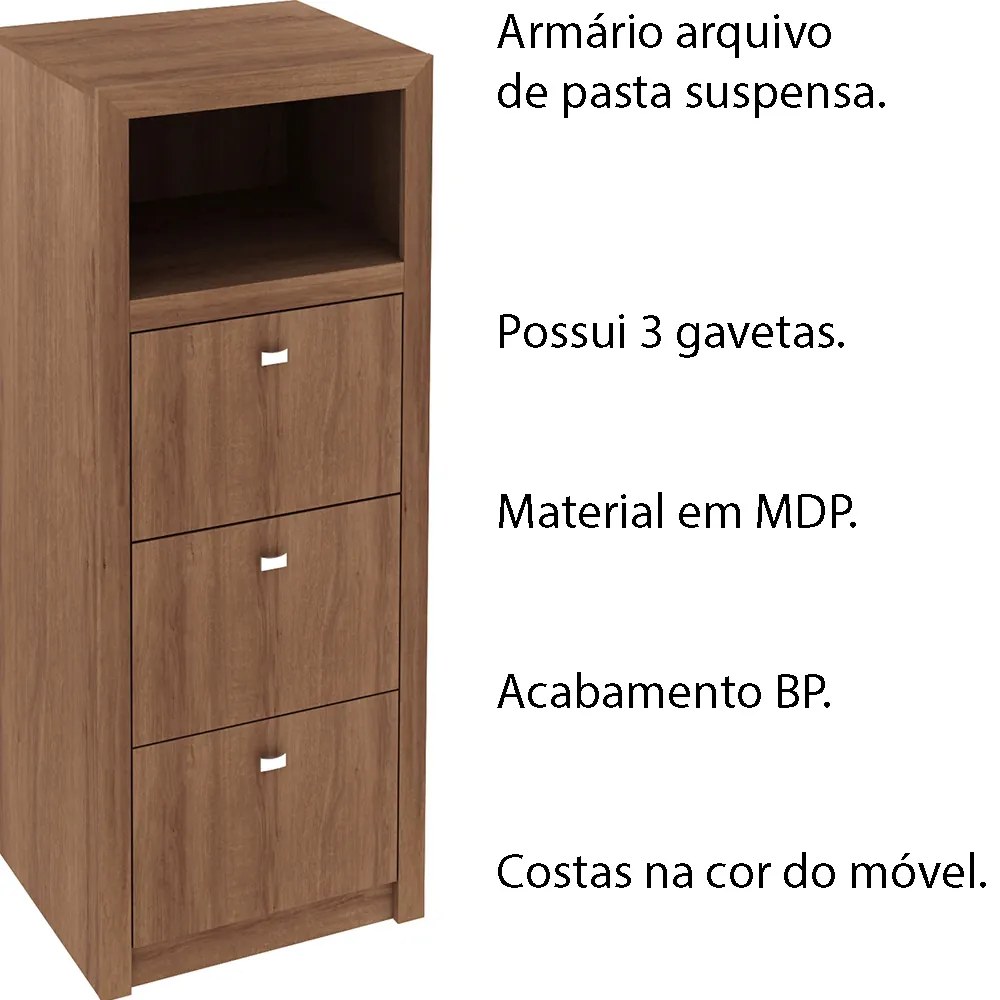 Armário Arquivo para Escritório Home Office ME4118 MDP Amendoa G69 - Gran Belo