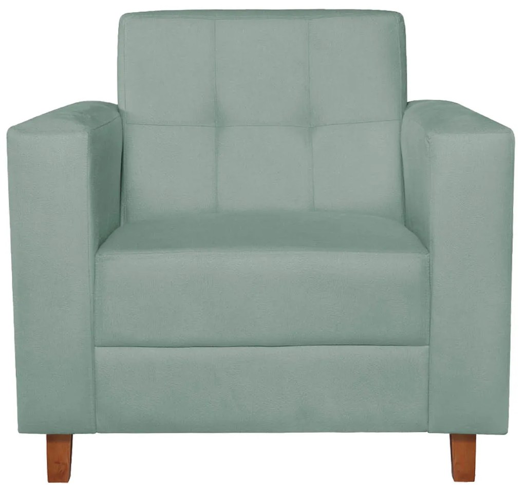 Poltrona Decorativa Denver Suede Azul Tiffany - ADJ Decor