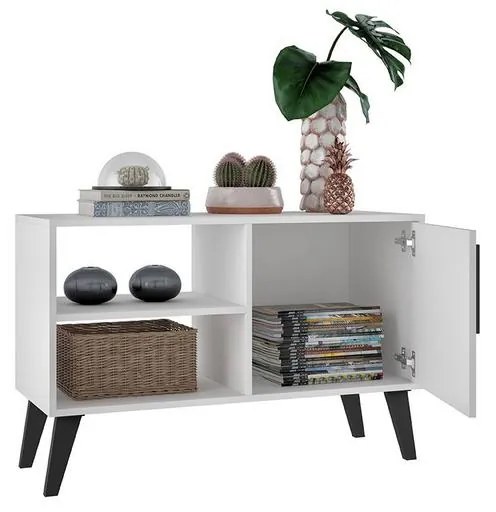 Rack Aparador Buffet 1 Porta BPP 24 - Branco Preto