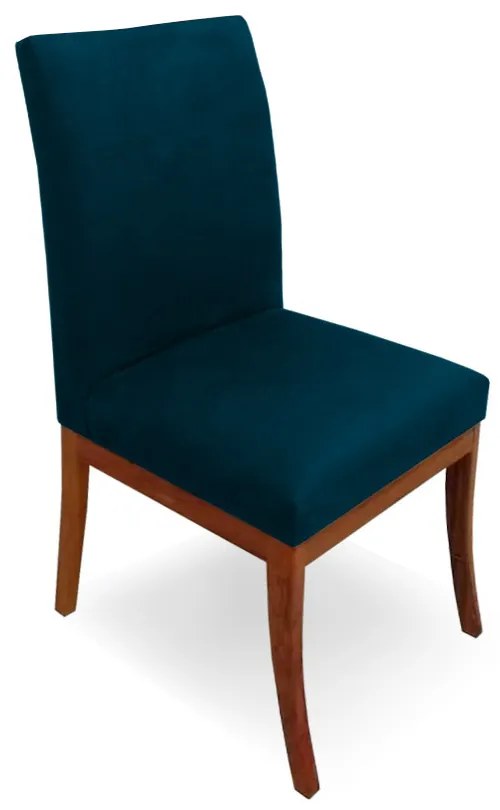 Conjunto 2 Cadeiras Raquel para Sala de Jantar Base de Eucalipto Suede Azul Marinho