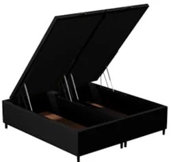 Base Cama Box Baú Casal Queen 158cm Hit Z04 Sintético Preto - Mpozenat
