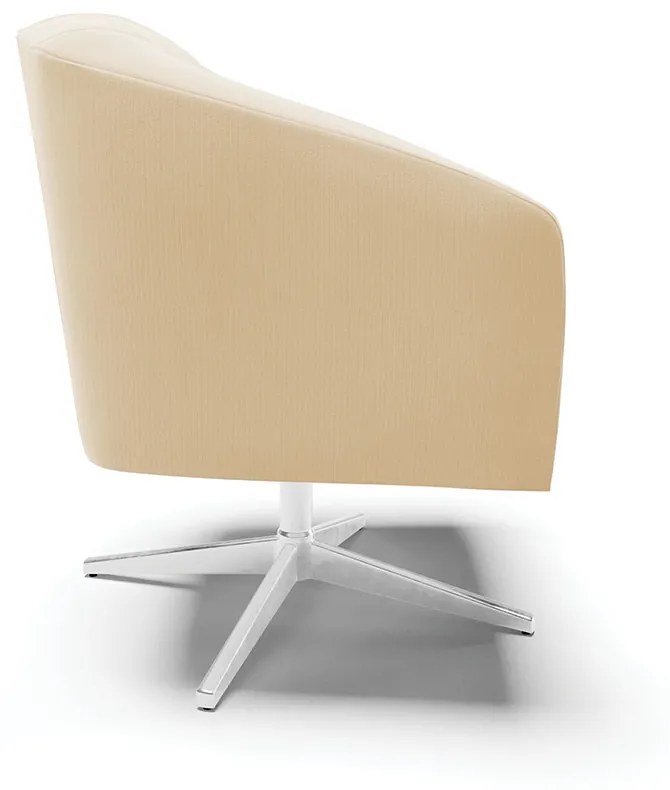 Poltrona Decorativa Giratória Cromada Stella Suede Bege D03 - D'Rossi