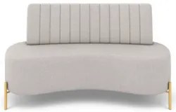 Sofá 2 Lugares 135cm Pés Aço Dourado Tamar Linho Areia Z08 - Mpozenat