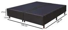 Base Para Cama Box Casal Bipartido 158cm Suede Liso Love Story Hf Marr