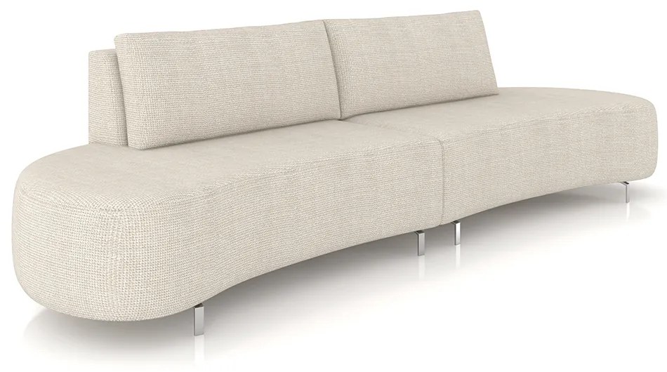 Sofá Bipartido Sala de Estar Jamaica 300cm Curvo Pés Alumínio Linho Off White G52 - Gran Belo