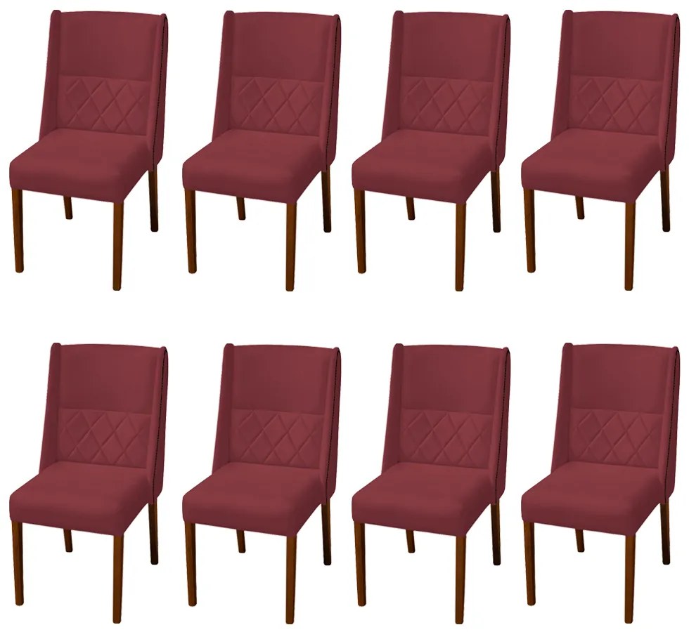 Kit 8 Cadeiras de Jantar Lecce Veludo Bordo