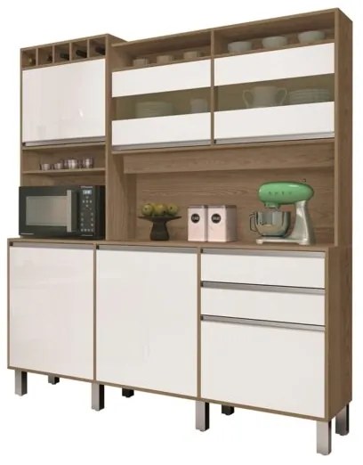 Kit Cozinha Smart 6 Portas Freijó/Branco - Vitamov