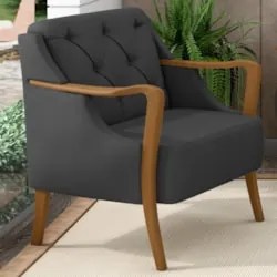 Poltrona Decorativa para Sala de Estar Capitonê Lapa Z32 PU Preto - Mp