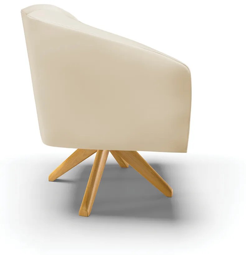 Poltrona Decorativa Giratória MA30 Stella Sintético Bege D03 - D'Rossi