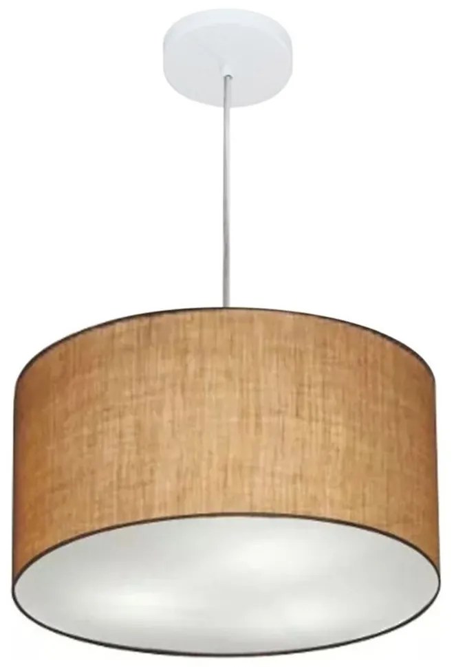Lustre Pendente Cilíndrico Md-4099 Cúpula em Tecido 40x25cm Palha - Bivolt