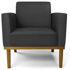 Sofá Namoradeira e 2 Poltronas Base Madeira Castanho Maressa Sintético