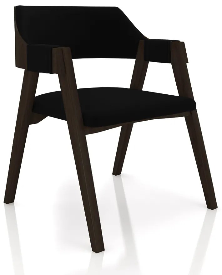 Conjunto Mesa de Jogos Carteado Bellagio Tampo Reversível e 6 Cadeiras Madeira Poker Base Cone Veludo Preto/Capuccino G42 - Gran Belo