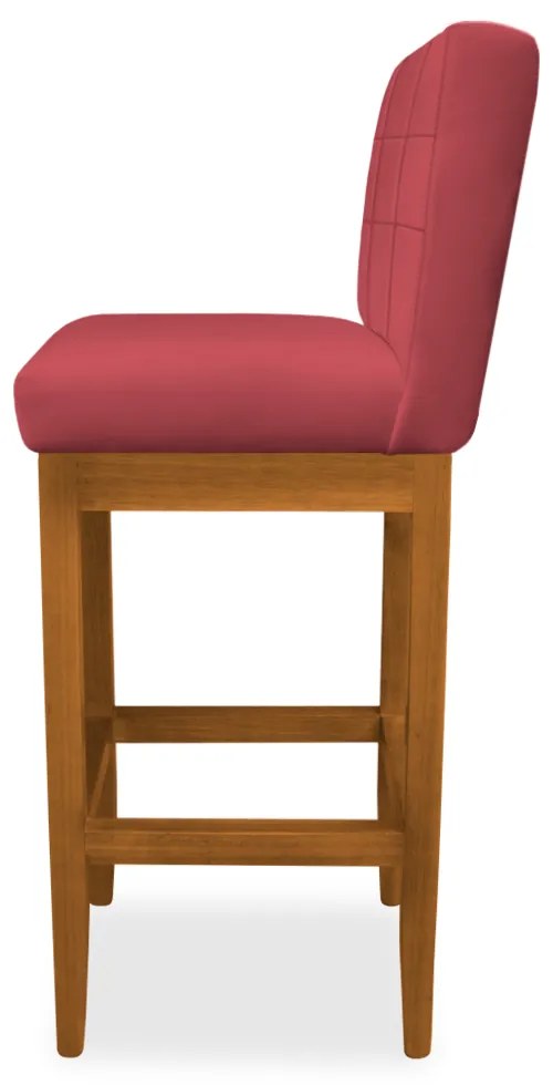 Kit 2 Banquetas Alta Sueli Base Madeira Maciça Estofada Suede Vermelho