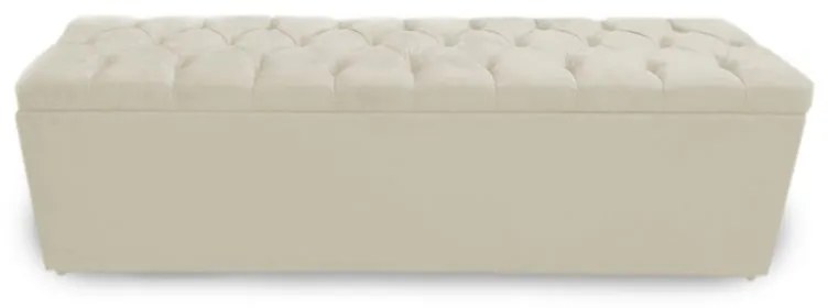 Calçadeira Baú Solteiro 90cm Nicole Capitonê Suede Bege - Sheep Estofados - Bege
