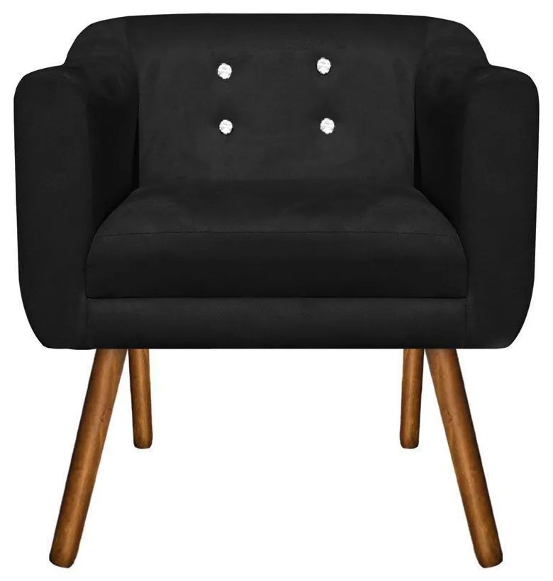 POLTRONA JULIA SUEDE PRETO COM STRASS PE