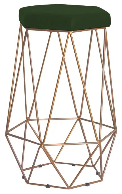 Banqueta Decorativa Rubel Base Gold Suede Verde G41 - Gran Belo