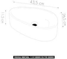 Cuba Pia Para Banheiro Gota 43cm Maitê C08 Branco Granit - Mpozenato