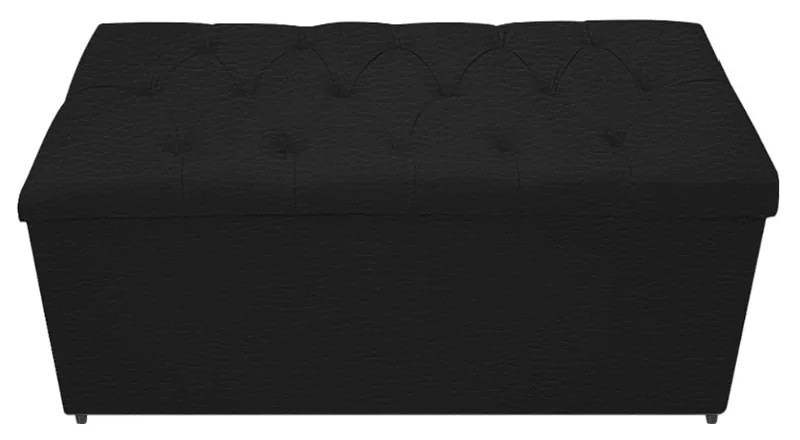 Kit Cabeceira e Calçadeira Baú Estofada Mel 90 cm Solteiro Com Capitonê Corano Preto - ADJ Decor