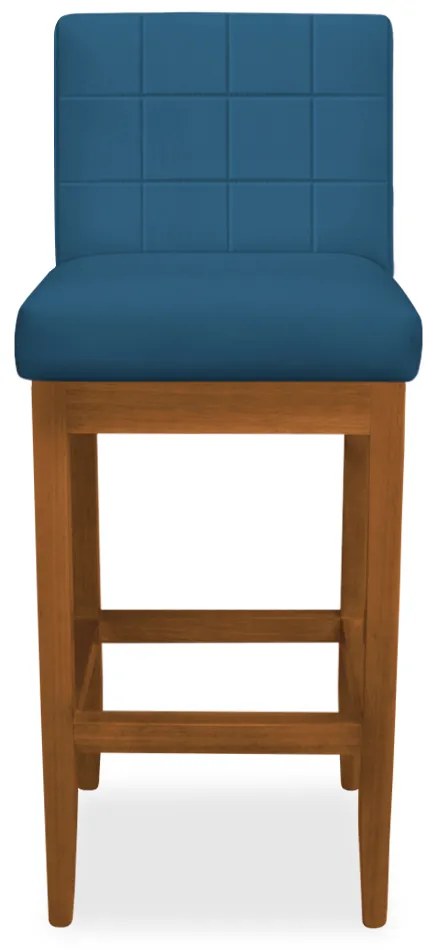Kit 4 Banquetas Alta Sueli Base Madeira Maciça Estofada Suede Azul Marinho