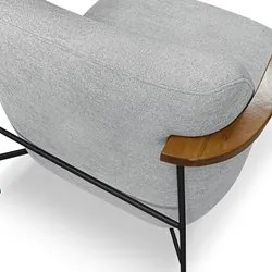 Poltrona para Sala Pés Metálicos Ellen S06 Boucle Cinza - Mpozenato