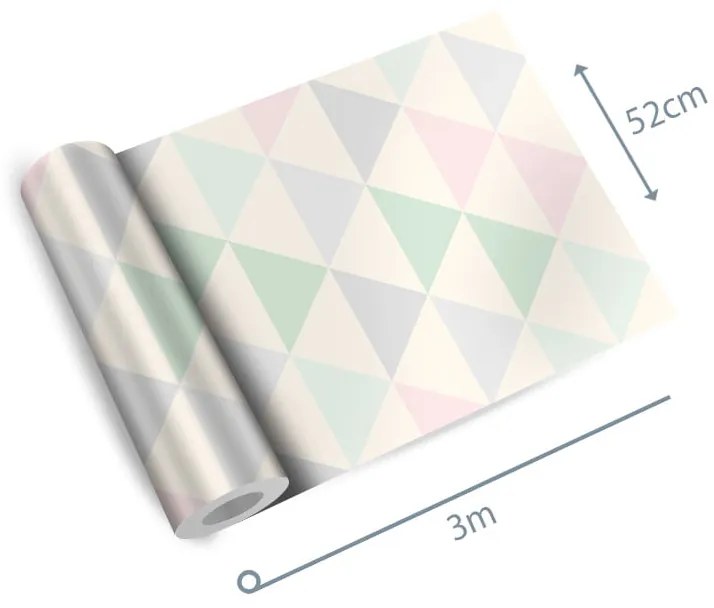 Adesivo triângulo creme verde rosa roxo e cinza